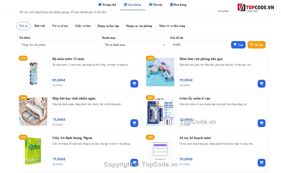 văn phòng phẩm,web bán văn phòng phẩm,Web bán hàng văn phòng